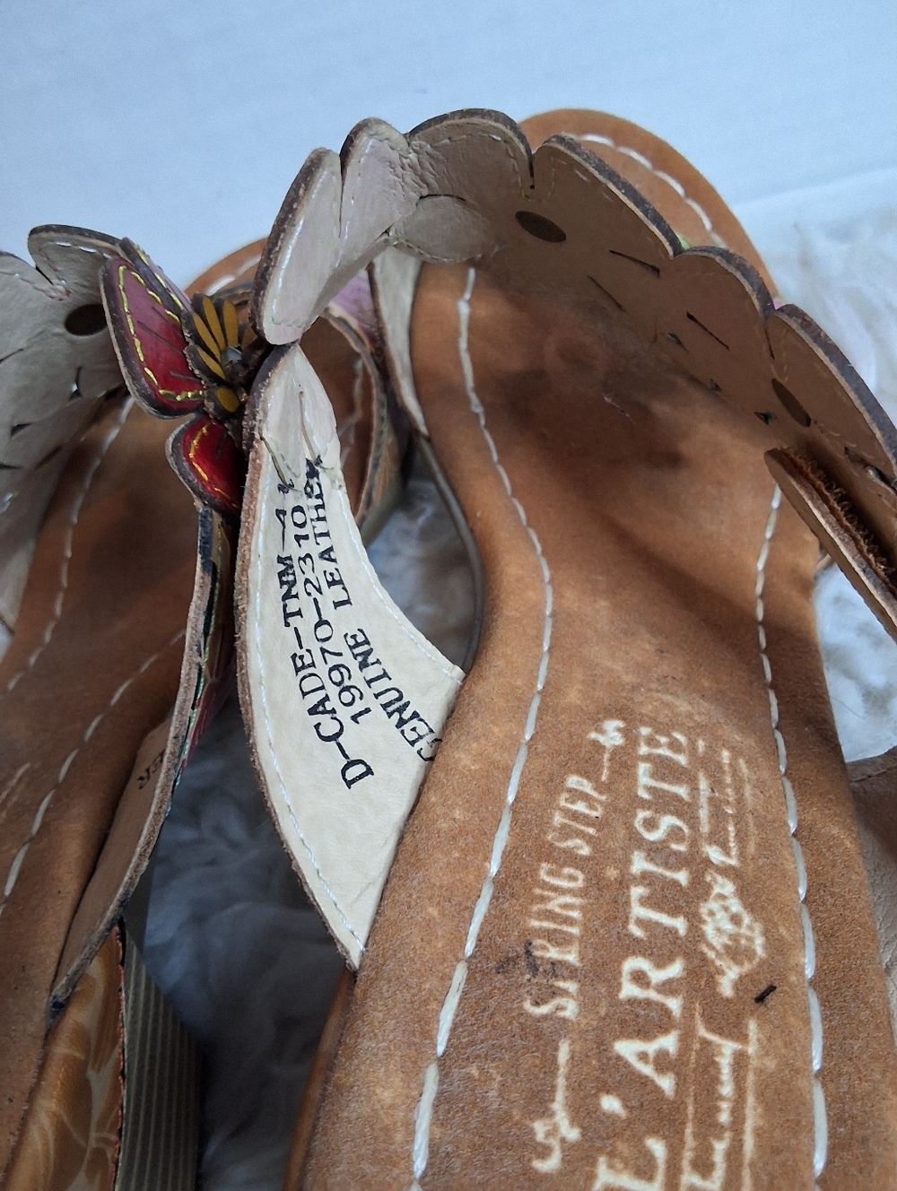 L’Artiste Floral Leather Slide Sandals 3D Flower Block Heel Mules 41/9.5-10 NEW - Picture 5 of 10